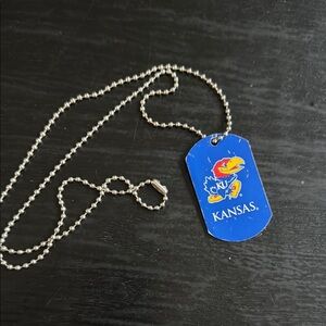 Kansas Jayhawk Dog Tag Necklace - Blue